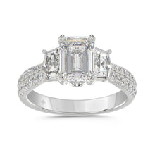 Load image into Gallery viewer, LADIES RING 3CT ROUND/EMERALD/CADILLAC DIAMOND 14K WHITE GOLD (CENTER STONE EMERALD DIAMOND 2CT )
