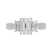 Load image into Gallery viewer, LADIES RING 3CT ROUND/EMERALD/CADILLAC DIAMOND 14K WHITE GOLD (CENTER STONE EMERALD DIAMOND 2CT )
