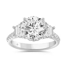 Load image into Gallery viewer, LADIES RING 3CT ROUND/TRAPEZOID DIAMOND 14K WHITE GOLD (CENTER STONE ROUND DIAMOND 2CT )
