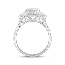 Load image into Gallery viewer, LADIES RING 3CT ROUND/TRAPEZOID DIAMOND 14K WHITE GOLD (CENTER STONE ROUND DIAMOND 2CT )
