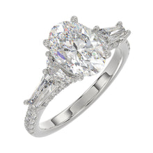 Load image into Gallery viewer, LADIES RING 3 1/2CT ROUND/HALF MOON/OVAL/BAGUETTE DIAMOND 14K WHITE GOLD (CENTER STONE OVAL DIAMOND 2CT )
