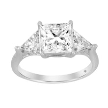 Load image into Gallery viewer, LADIES RING 3CT PRINCESS/TRILLION DIAMOND 14K WHITE GOLD (CENTER STONE PRINCESS DIAMOND 2CT )
