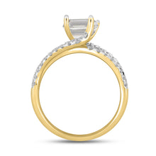 Load image into Gallery viewer, LADIES RING 2CT ROUND/EMERALD DIAMOND 14K YELLOW GOLD (CENTER STONE EMERALD DIAMOND 1 1/2CT )
