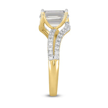 Load image into Gallery viewer, LADIES RING 2CT ROUND/EMERALD DIAMOND 14K YELLOW GOLD (CENTER STONE EMERALD DIAMOND 1 1/2CT )
