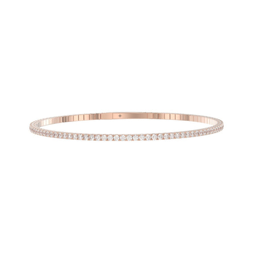 LADIES FLEXIBLE BANGLE 5 1/3CT ROUND DIAMOND 14K ROSE GOLD 