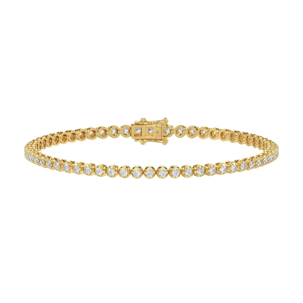 14K YELLOW GOLD 2 1/4CT 8 INCH ROUND DIAMOND MEN'S BRACELET