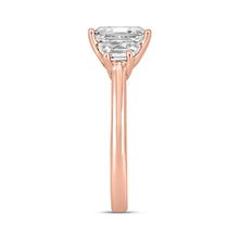 Load image into Gallery viewer, 14K ROSE GOLD 3/4CT ROUND/TRAPEZOID DIAMOND LADIES RING (CENTER STONE EMERALD DIAMOND 2CT)
