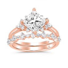 Load image into Gallery viewer, LADIES BRIDAL SET 2 1/2CT ROUND DIAMOND 14K ROSE GOLD (CENTER STONE PRINCESS DIAMOND 2CT)
