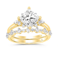 Load image into Gallery viewer, LADIES BRIDAL SET 2 1/2CT ROUND DIAMOND 14K YELLOW GOLD (CENTER STONE PRINCESS DIAMOND 2CT )

