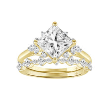 Load image into Gallery viewer, LADIES BRIDAL SET 2 1/2CT ROUND DIAMOND 14K YELLOW GOLD (CENTER STONE PRINCESS DIAMOND 2CT )
