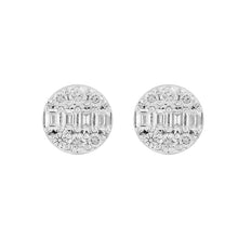 Load image into Gallery viewer, LADIES EARRINGS 1 1/2CTROUND/EMERALD DIAMOND 14K WHITE GOLD
