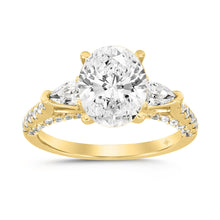 Load image into Gallery viewer, LADIES RING 3CT ROUND/PEAR/OVAL DIAMOND 14K YELLOW GOLD (CENTER STONE OVAL DIAMOND 2CT )
