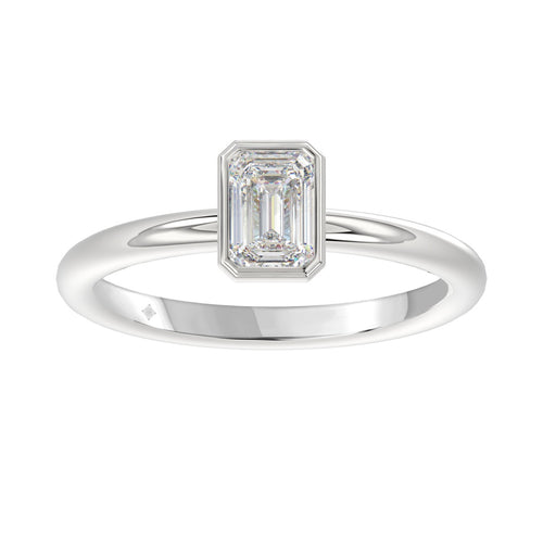 LADIES SOLITAIRE RING 1CT EMERALD DIAMOND 14K WHITE GOLD (CENTER STONE EMERALD DIAMOND 1CT )