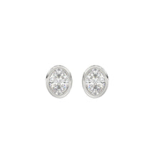Load image into Gallery viewer, LADIES SOLITAIRE EARRINGS 1CT OVAL DIAMOND 14K WHITE GOLD
