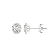 Load image into Gallery viewer, LADIES SOLITAIRE EARRINGS 1CT OVAL DIAMOND 14K WHITE GOLD
