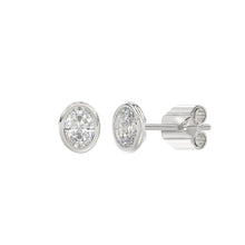 Load image into Gallery viewer, LADIES SOLITAIRE EARRINGS 1CT OVAL DIAMOND 14K WHITE GOLD

