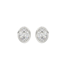 Load image into Gallery viewer, LADIES SOLITAIRE EARRINGS 2CT OVAL DIAMOND 14K WHITE GOLD

