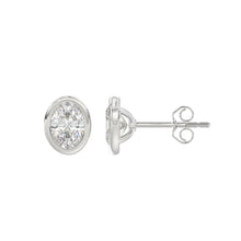 Load image into Gallery viewer, LADIES SOLITAIRE EARRINGS 2CT OVAL DIAMOND 14K WHITE GOLD
