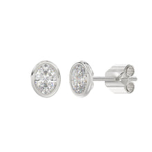 Load image into Gallery viewer, LADIES SOLITAIRE EARRINGS 2CT OVAL DIAMOND 14K WHITE GOLD
