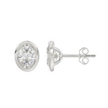 Load image into Gallery viewer, LADIES SOLITAIRE EARRINGS 3CT OVAL DIAMOND 14K WHITE GOLD
