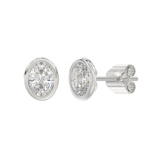 Load image into Gallery viewer, LADIES SOLITAIRE EARRINGS 3CT OVAL DIAMOND 14K WHITE GOLD
