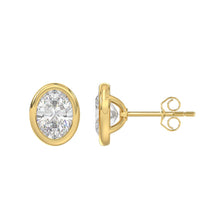 Load image into Gallery viewer, LADIES SOLITAIRE EARRINGS 3CT OVAL DIAMOND 14K YELLOW GOLD
