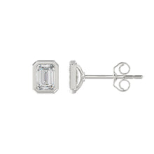 Load image into Gallery viewer, LADIES SOLITAIRE EARRINGS 2CT EMERALD DIAMOND 14K WHITE GOLD
