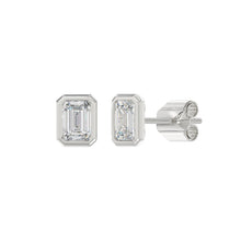 Load image into Gallery viewer, LADIES SOLITAIRE EARRINGS 2CT EMERALD DIAMOND 14K WHITE GOLD
