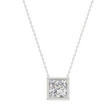 Load image into Gallery viewer, LADIES SOLITAIRE PENDANT 1CT PRINCESS DIAMOND 14K WHITE GOLD WITH CHAIN
