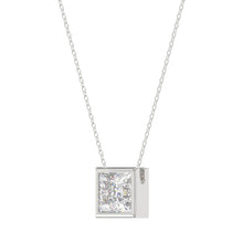 Load image into Gallery viewer, LADIES SOLITAIRE PENDANT 1CT PRINCESS DIAMOND 14K WHITE GOLD WITH CHAIN
