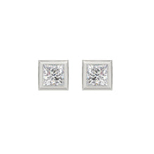 Load image into Gallery viewer, LADIES SOLITAIRE EARRINGS 2CT PRINCESS DIAMOND 14K WHITE GOLD
