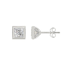 Load image into Gallery viewer, LADIES SOLITAIRE EARRINGS 2CT PRINCESS DIAMOND 14K WHITE GOLD
