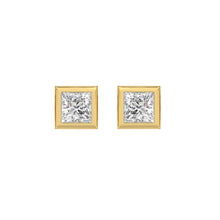 Load image into Gallery viewer, LADIES SOLITAIRE EARRINGS 2CT PRINCESS DIAMOND 14K YELLOW GOLD
