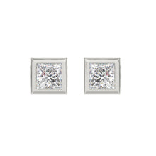Load image into Gallery viewer, LADIES SOLITAIRE EARRINGS 3CT PRINCESS DIAMOND 14K WHITE GOLD
