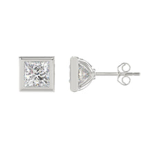 Load image into Gallery viewer, LADIES SOLITAIRE EARRINGS 3CT PRINCESS DIAMOND 14K WHITE GOLD
