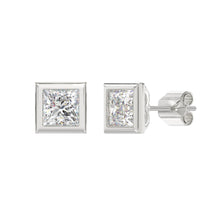 Load image into Gallery viewer, LADIES SOLITAIRE EARRINGS 3CT PRINCESS DIAMOND 14K WHITE GOLD
