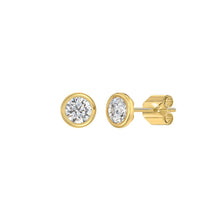 Load image into Gallery viewer, LADIES SOLITAIRE EARRINGS 1CT ROUND DIAMOND 14K YELLOW GOLD
