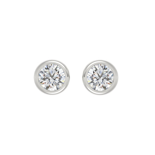 LADIES SOLITAIRE EARRINGS 3CT ROUND DIAMOND 14K WHITE GOLD