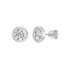 Load image into Gallery viewer, LADIES SOLITAIRE EARRINGS 3CT ROUND DIAMOND 14K WHITE GOLD
