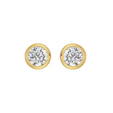 Load image into Gallery viewer, LADIES SOLITAIRE EARRINGS 3CT ROUND DIAMOND 14K YELLOW GOLD
