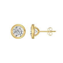 Load image into Gallery viewer, LADIES SOLITAIRE EARRINGS 3CT ROUND DIAMOND 14K YELLOW GOLD
