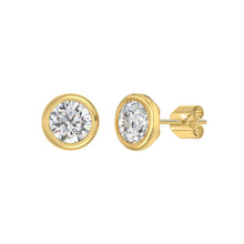 Load image into Gallery viewer, LADIES SOLITAIRE EARRINGS 3CT ROUND DIAMOND 14K YELLOW GOLD
