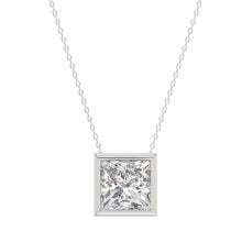 Load image into Gallery viewer, LADIES SOLITAIRE PENDANT 3CT PRINCESS DIAMOND 14K WHITE GOLD
