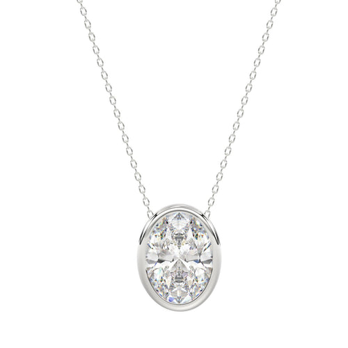 LADIES SOLITAIRE PENDANT 3CT OVAL DIAMOND 14K WHITE GOLD
