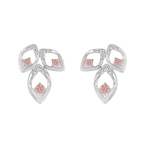 LADIES EARRINGS 1/2CT ROUND DIAMOND 14K WHITE GOLD (CENTER STONE ROUND DIAMOND 1/3CT )