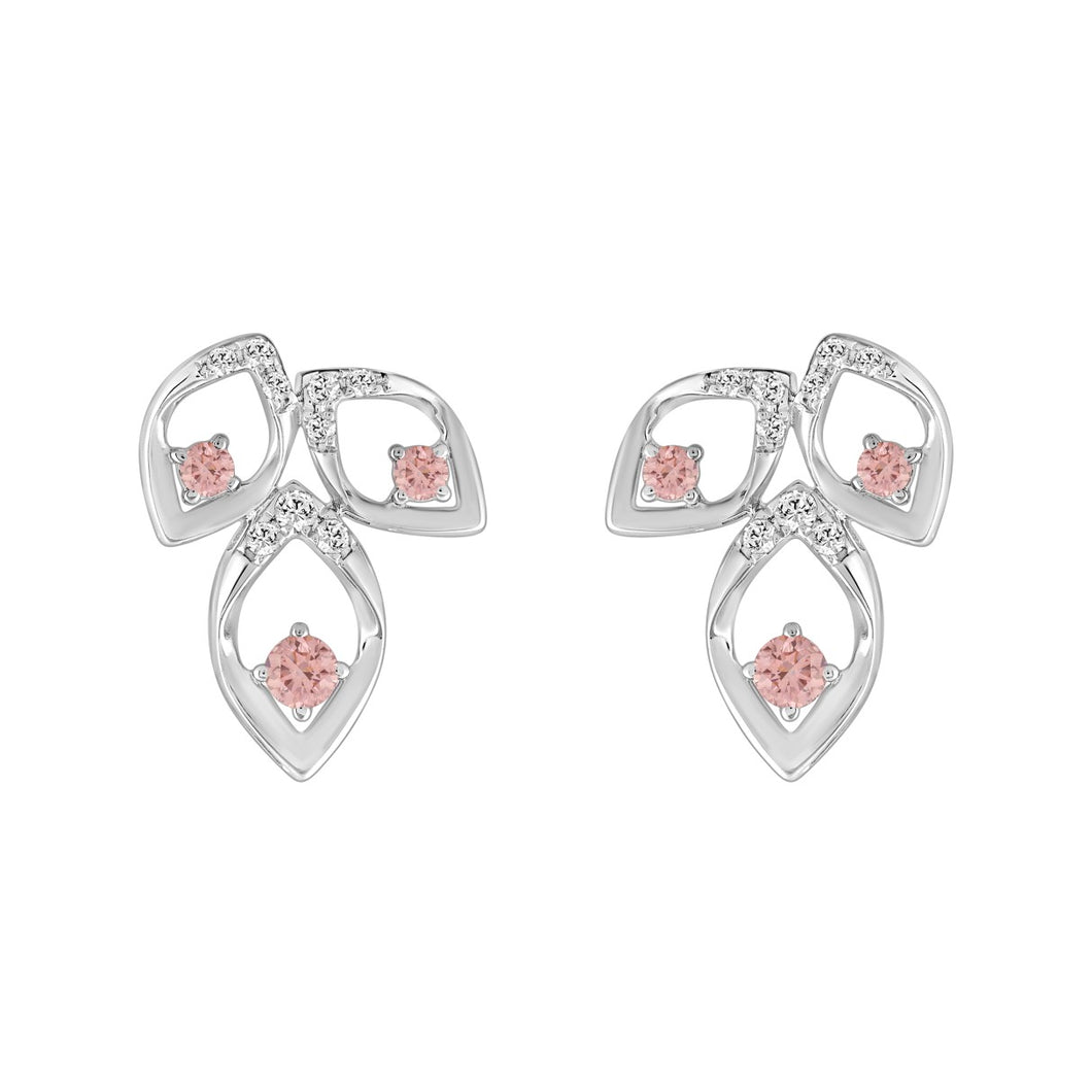 LADIES EARRINGS 1/2CT ROUND DIAMOND 14K WHITE GOLD (CENTER STONE ROUND DIAMOND 1/3CT )