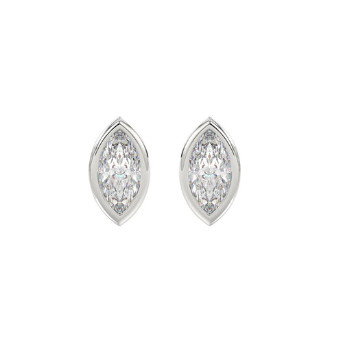 LADIES SOLITAIRE EARRINGS 2CT MARQUISE DIAMOND 14K WHITE GOLD