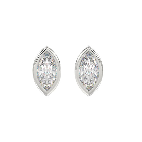 LADIES SOLITAIRE EARRINGS 3CT MARQUISE DIAMOND 14K WHITE GOLD