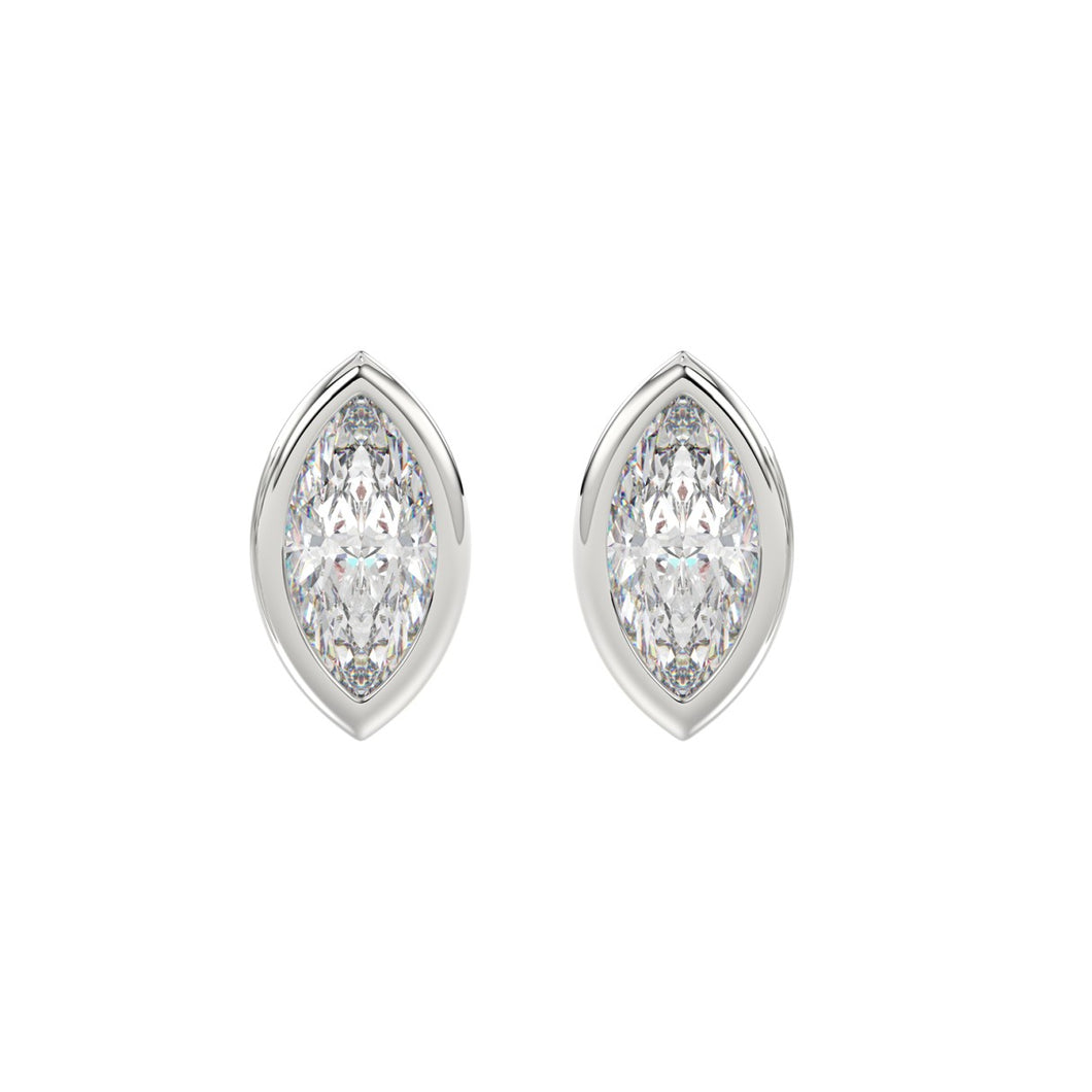 LADIES SOLITAIRE EARRINGS 3CT MARQUISE DIAMOND 14K WHITE GOLD