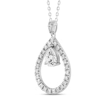 Load image into Gallery viewer, 14K WHITE GOLD 1.00CT ROUND/PEAR DIAMOND LADIES PENDANT WITH CHAIN
